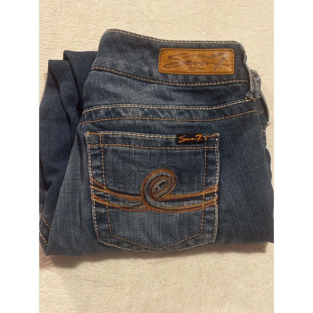 Seven7 Jeans Crop Women's 6 Cowboy Y2K Stretch Embroidered‎ Mid Rise